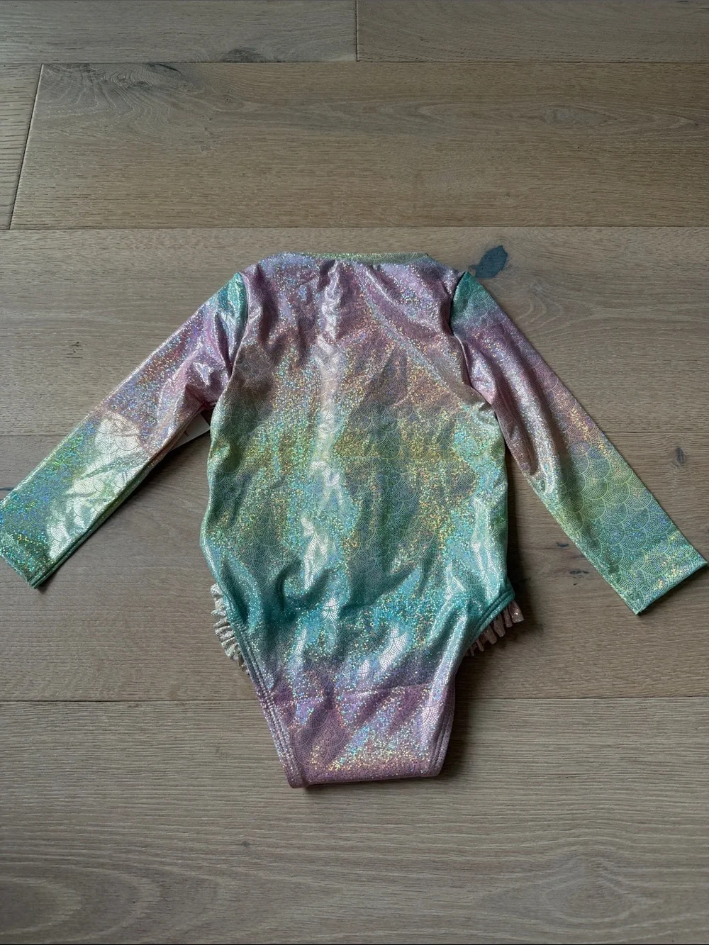 New old navy Girls' Iridescent Mermaid Long-Sleeve One-Piece Swimsuit rashguard